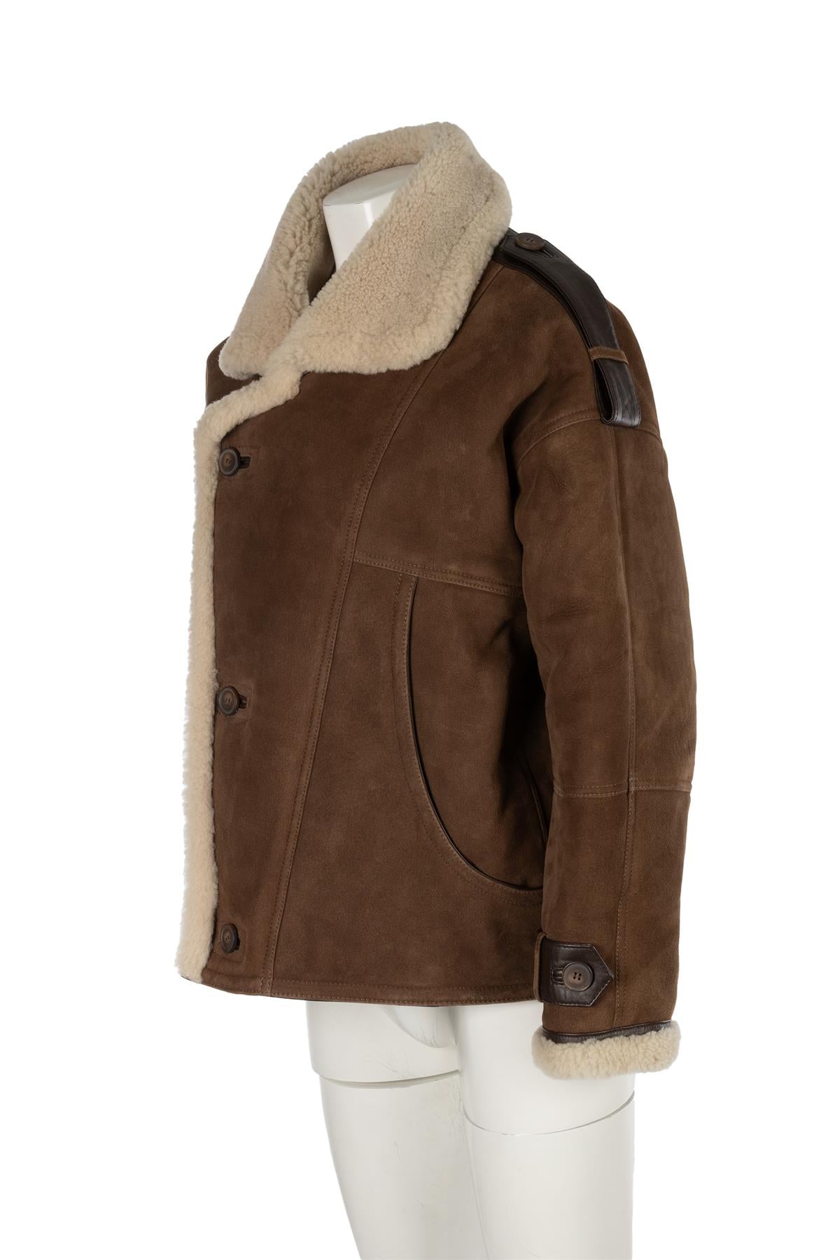 MEOTINE BROWN ZOE SUEDE AND SHEARLING JACKET XSMALL - SMALL