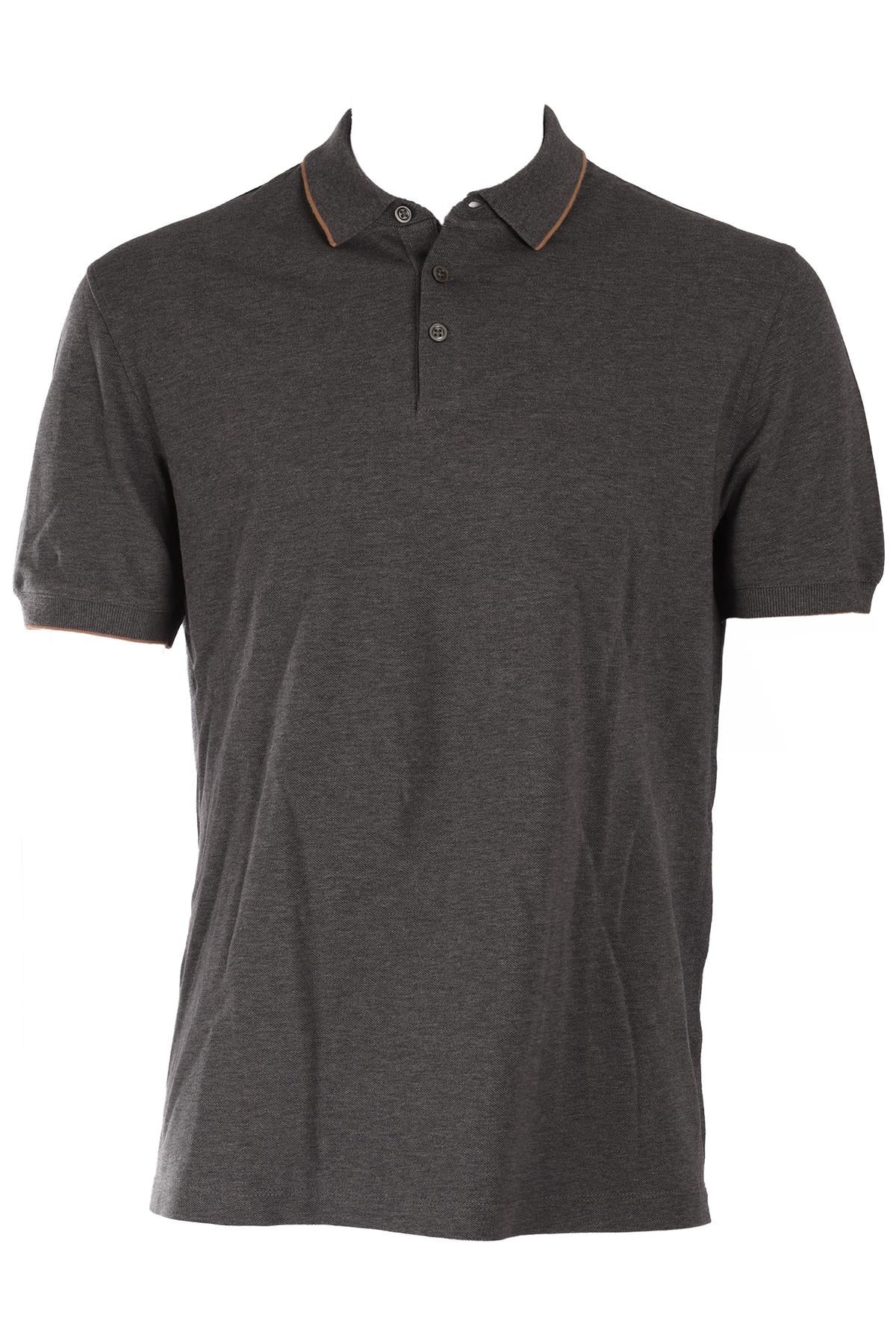 BRUNELLO CUCINELLI GREY MEN'S COTTON POLO SHIRT IT 50 UK/US 40