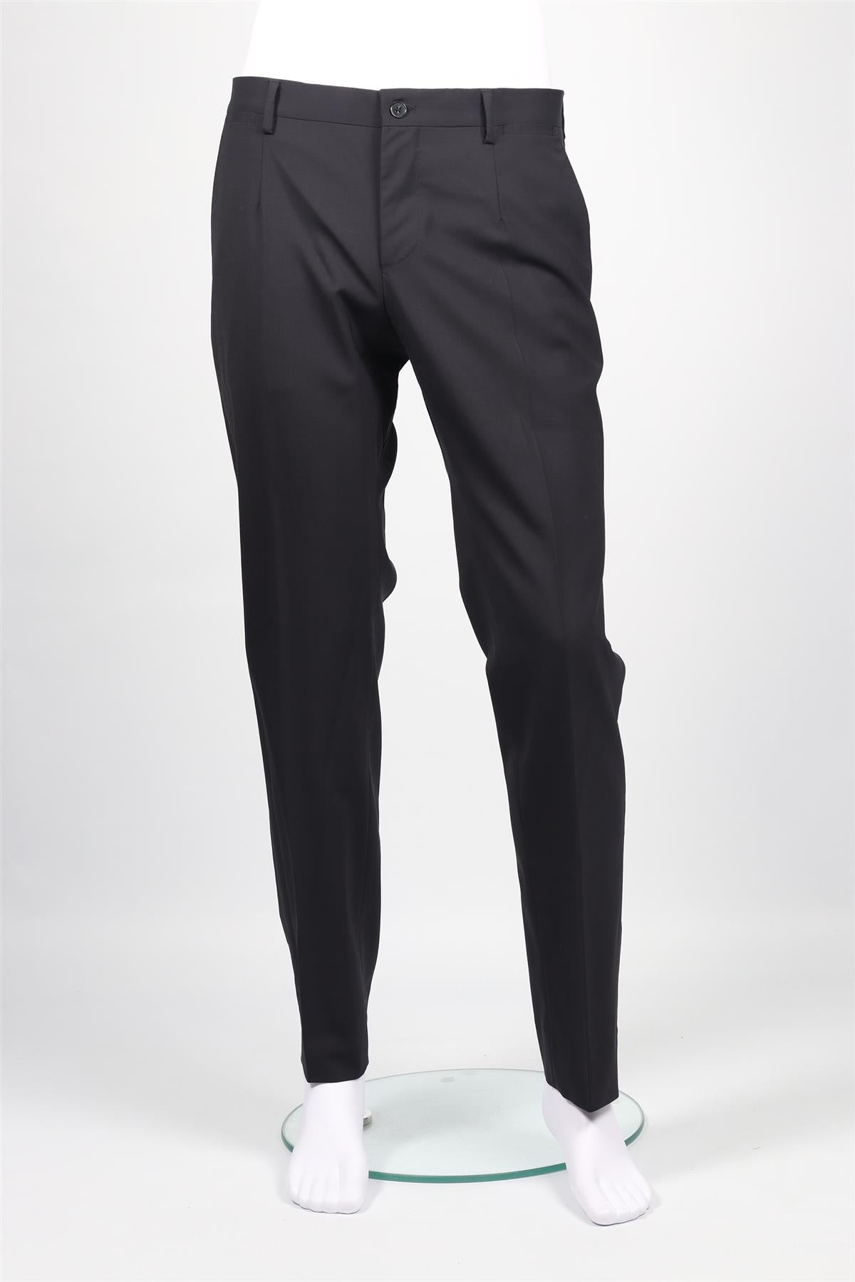 DOLCE & GABBANA NAVY MEN'S WOOL BLEND STRAIGHT LEG PANTS IT 48 UK 32