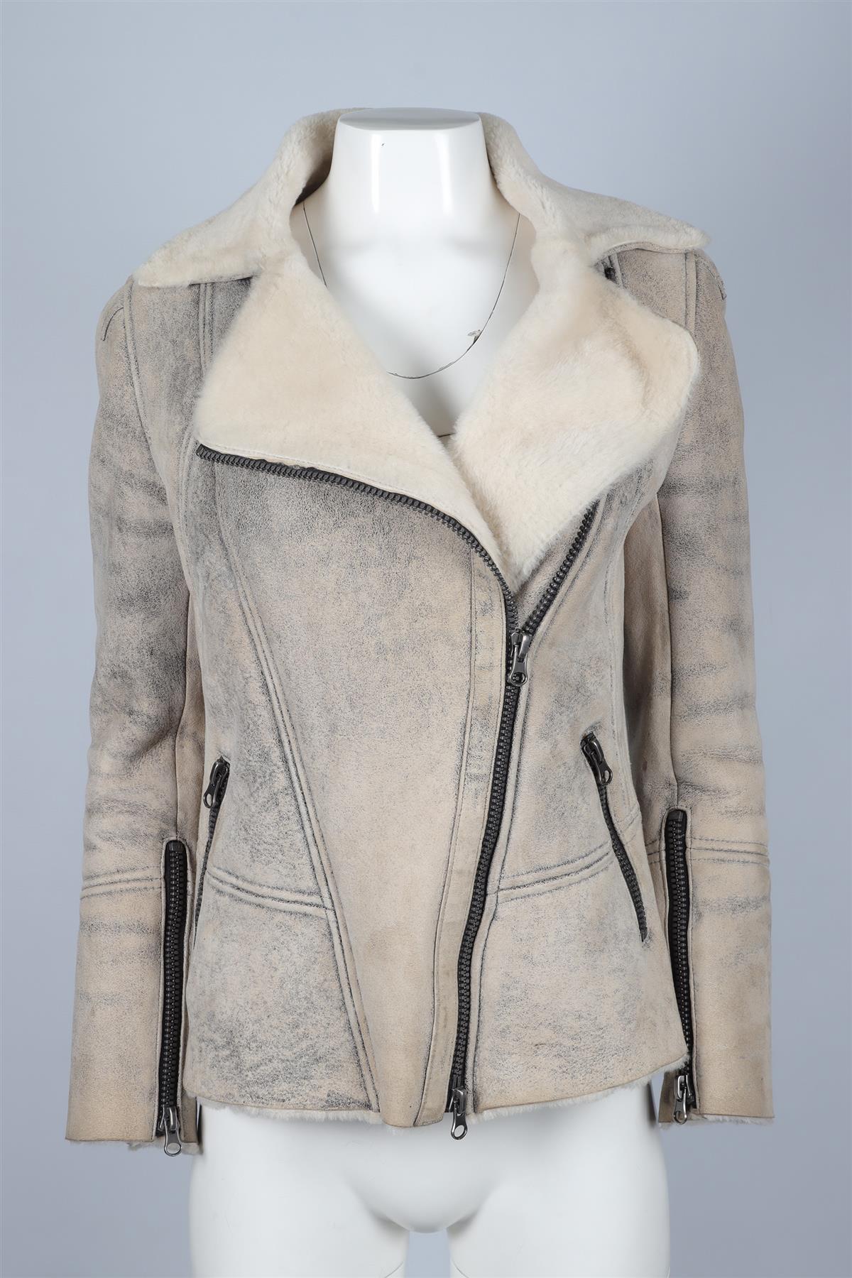 SYLVIE SCHIMMEL BIEGE SUEDE JACKET FR 38 UK 10
