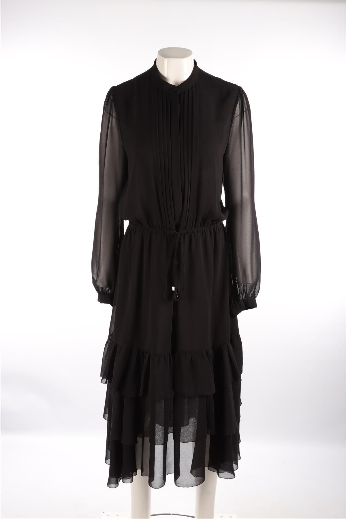 MICHAEL MICHAEL KORS BLACK CREPE MAXI DRESS LARGE