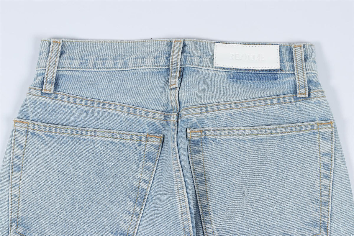 RE/DONE BLUE HIGH RISE STRAIGHT LEG JEANS W24 UK 6