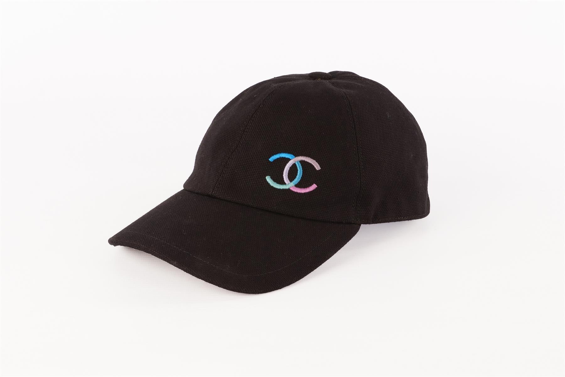 CHANEL BLACK COTTON BASEBALL CAP ONE SIZE