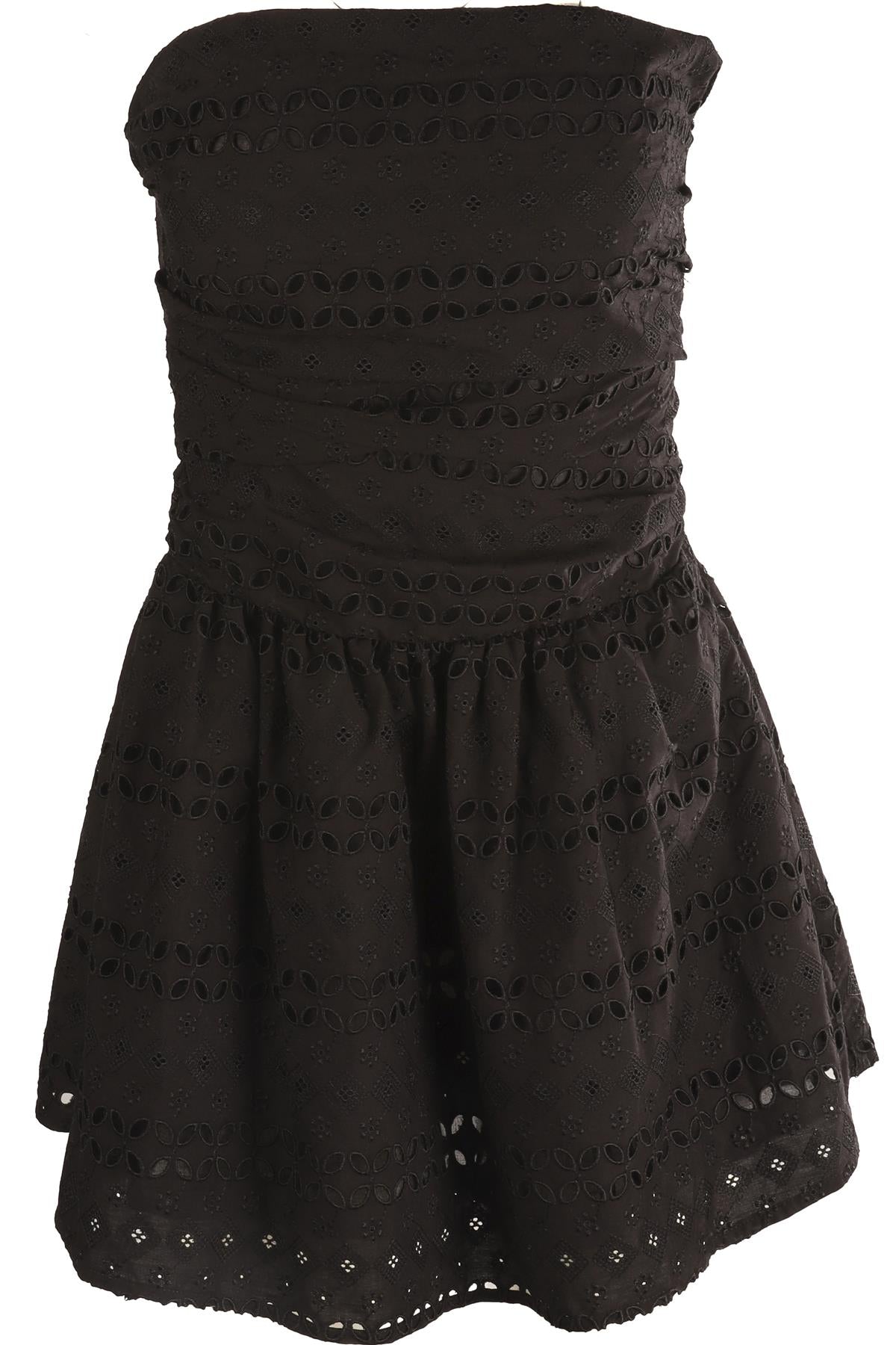 FAITHFULL THE BRAND BLACK COTTON MINI DRESS AU 8 UK 8