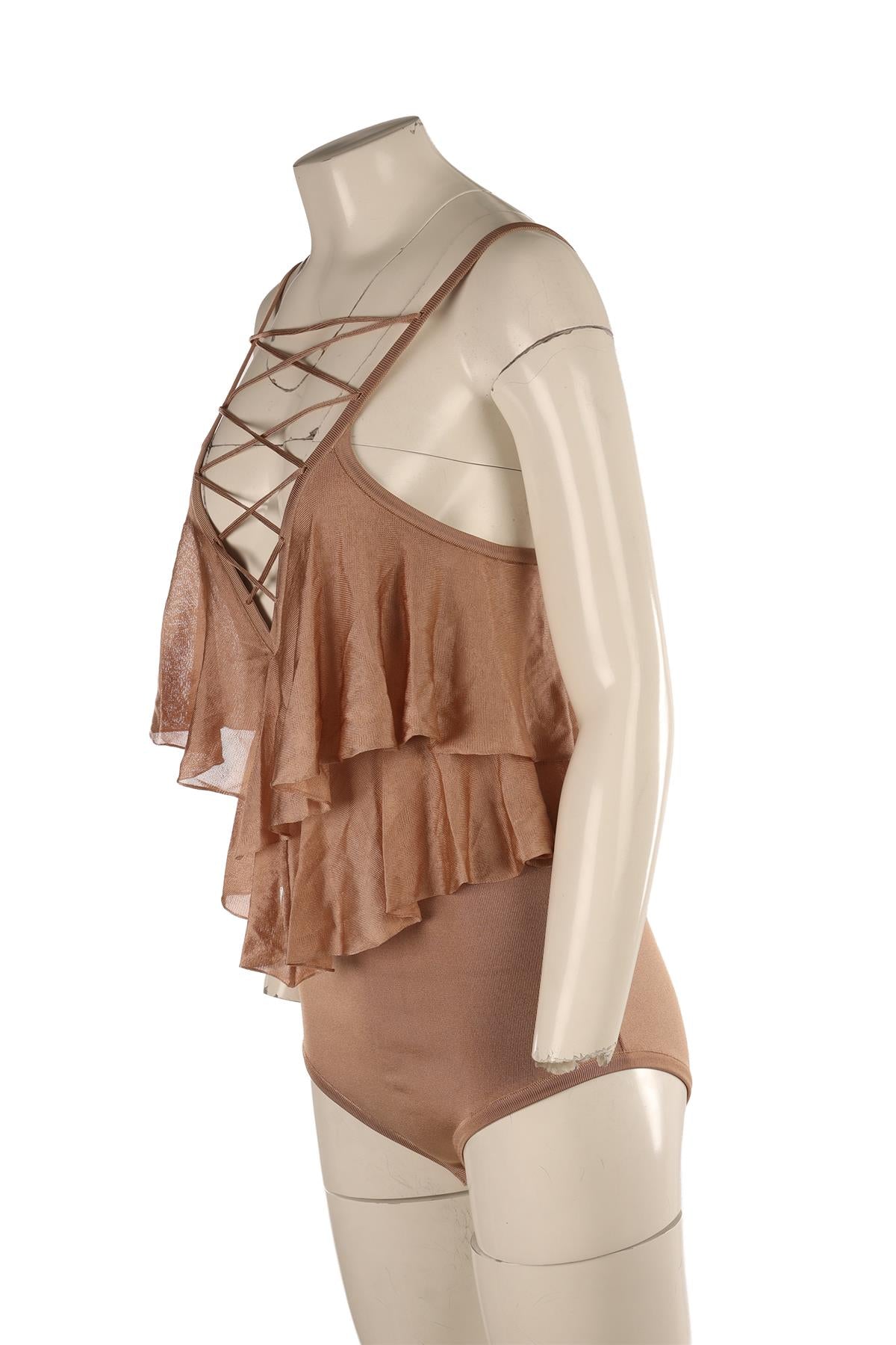 BALMAIN BEIGE KNIT BODYSUIT FR 38 UK 10