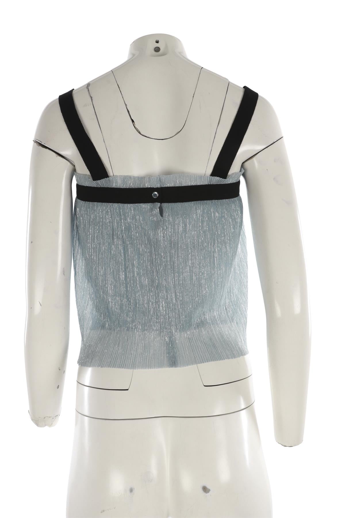 MAJE BLUE PLISSE TOP UK 8