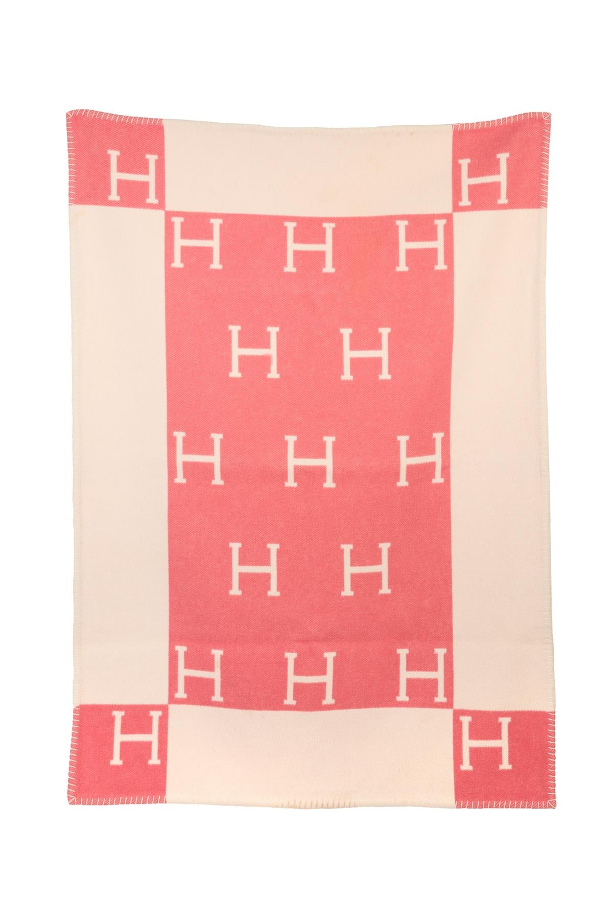 HERMÈS PINK AVALON WOOL BABY BLANKET 95X135 CM