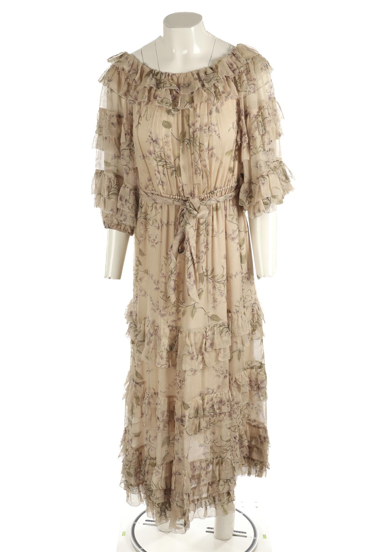 ZIMMERMANN BEIGE SILK MAXI DRESS UK 12