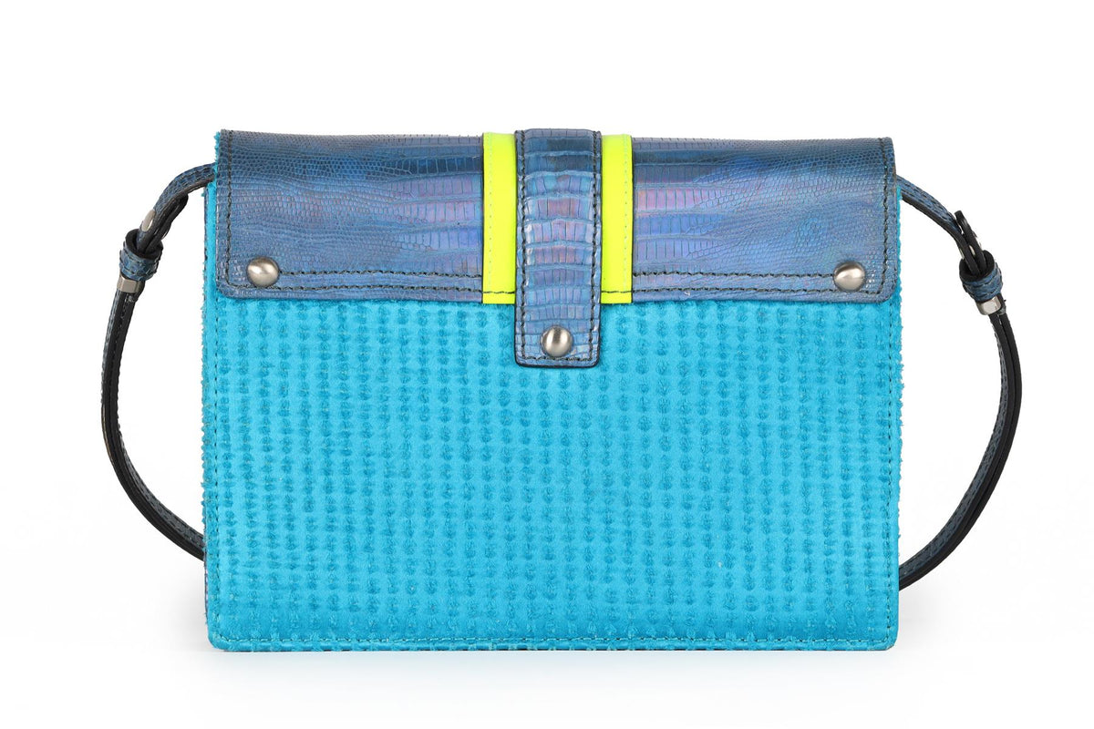 PAULA CADEMATORI BLUE LEATHER BAG