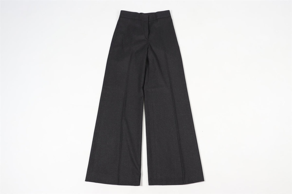 OSCAR DE LA RENTA GREY 2008 WOOL BLEND WIDE LEG PANTS US 2 UK 6