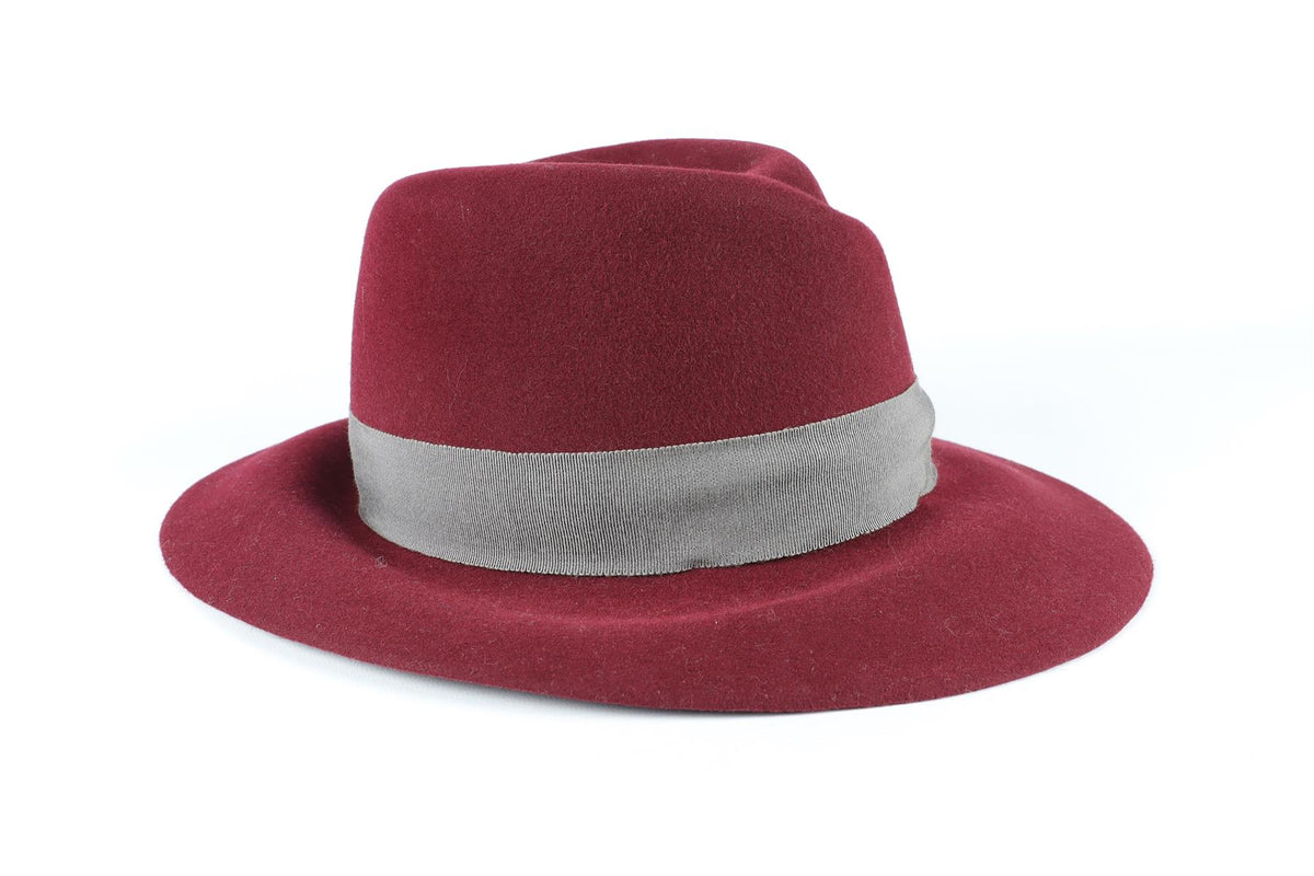 MAISON MICHEL BURGUNDY WOOL HAT MEDIUM