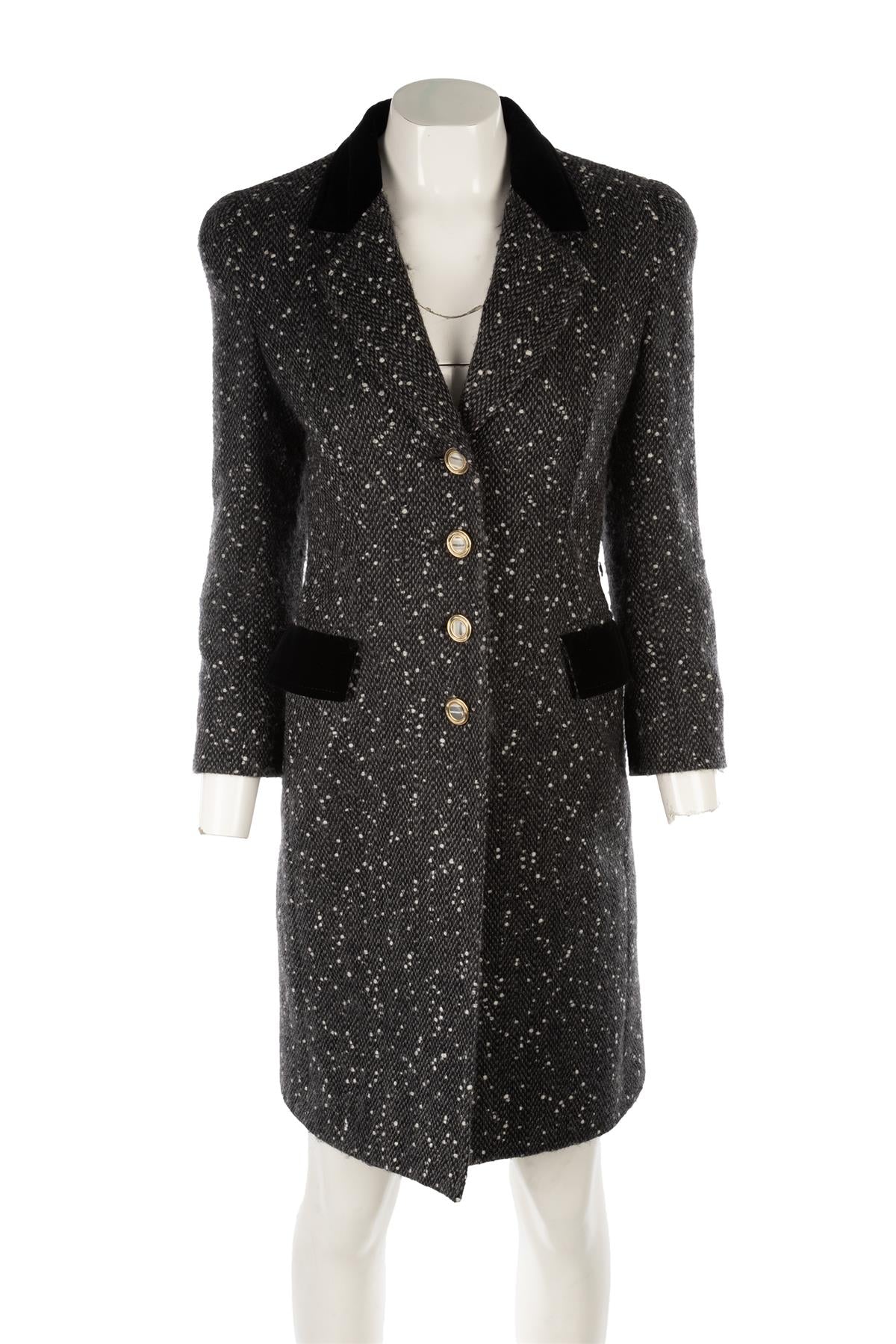 FONTANA COUTURE GREY WOOL COAT IT 40 UK 8