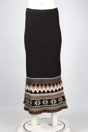 JEAN PAUL GAULTIER BROWN ALPACA BLEND MAXI SKIRT MEDIUM