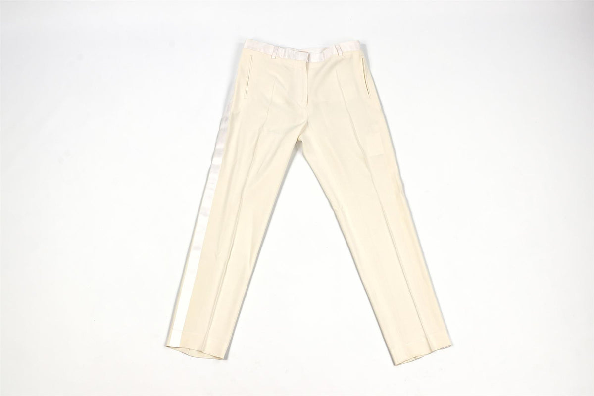 CELINE WHITE CREPE STRAIGHT LEG PANTS FR 36 UK 8