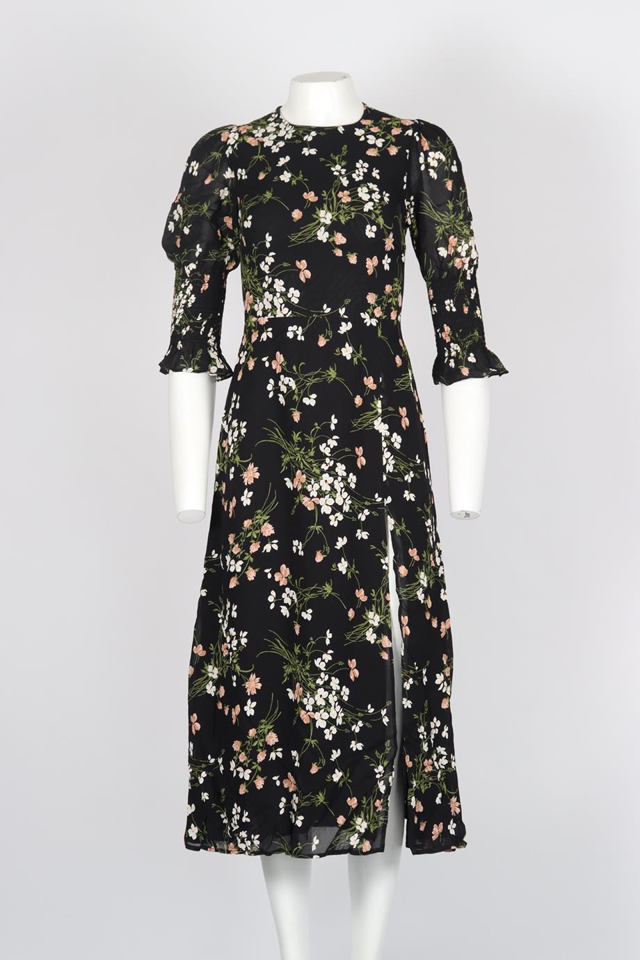 REFORMATION FLORAL PRINT CREPE MIDI DRESS US 2 UK 6