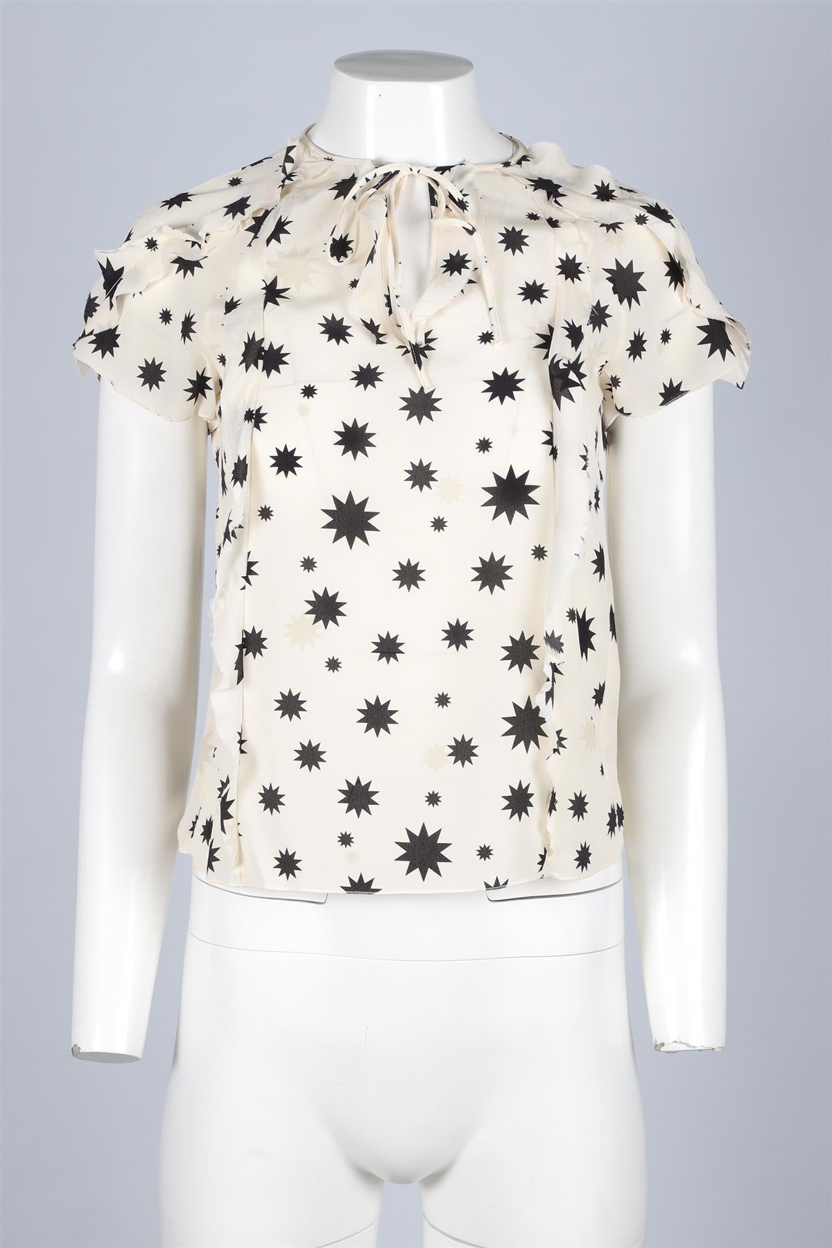 RED VALENTINO CREAM SILK TOP XSMALL