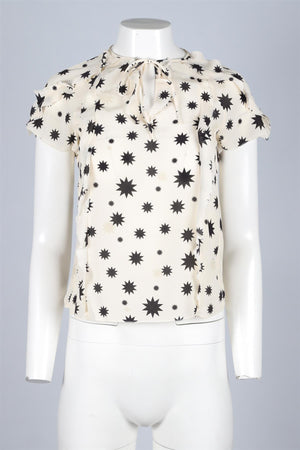 RED VALENTINO CREAM SILK TOP XSMALL