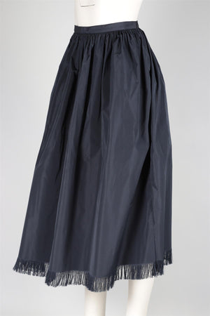 CHRISTIAN DIOR NAVY GROSGRAIN MIDI SKIRT FR 40 UK 12