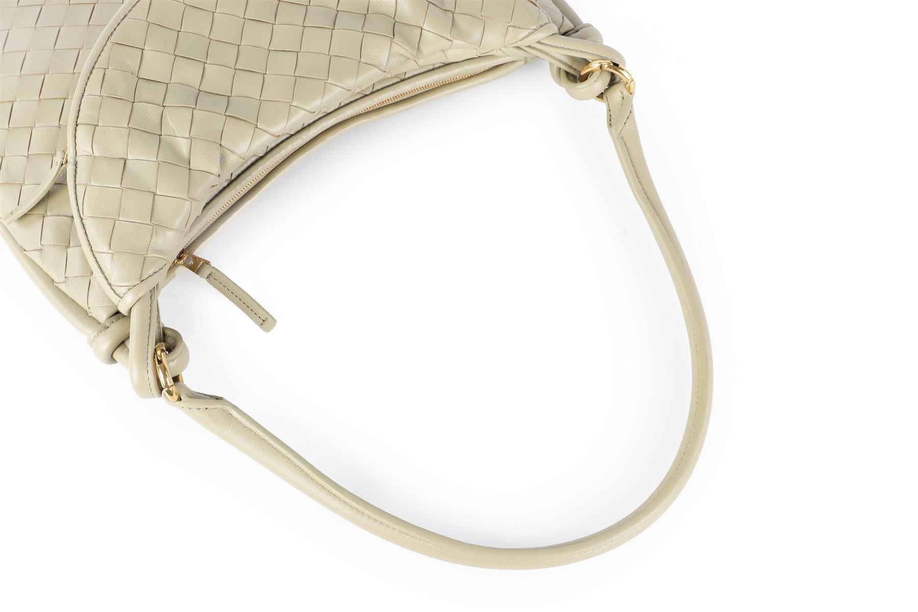 BOTTEGA VENETA GREEN GEMELLI MEDIUM INTRECCIATO LEATHER SHOULDER BAG