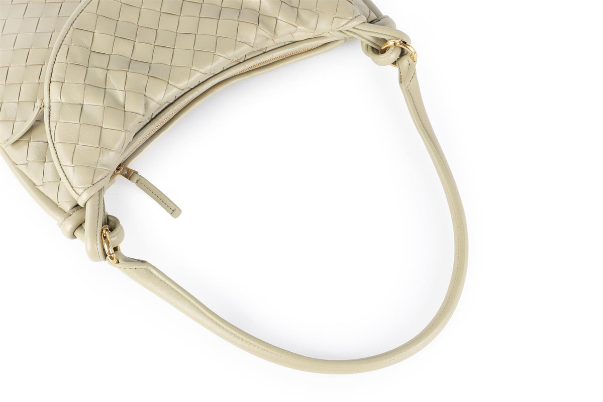 BOTTEGA VENETA GREEN GEMELLI MEDIUM INTRECCIATO LEATHER SHOULDER BAG