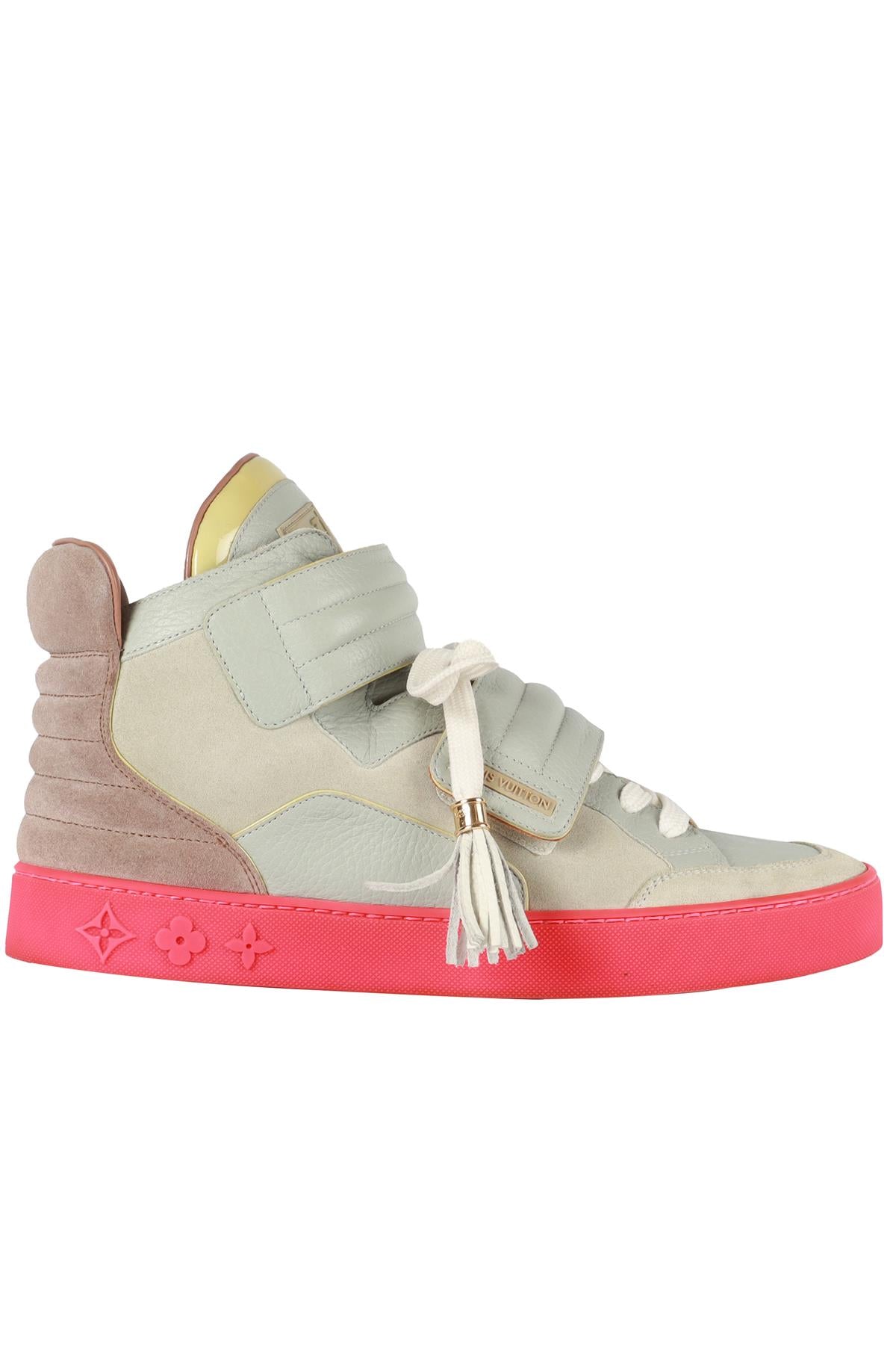 LOUIS VUITTON + KANYE WEST GREY JASPER PATCHWORK LEATHER SNEAKERS EU 41 UK 6.5 US 7.5