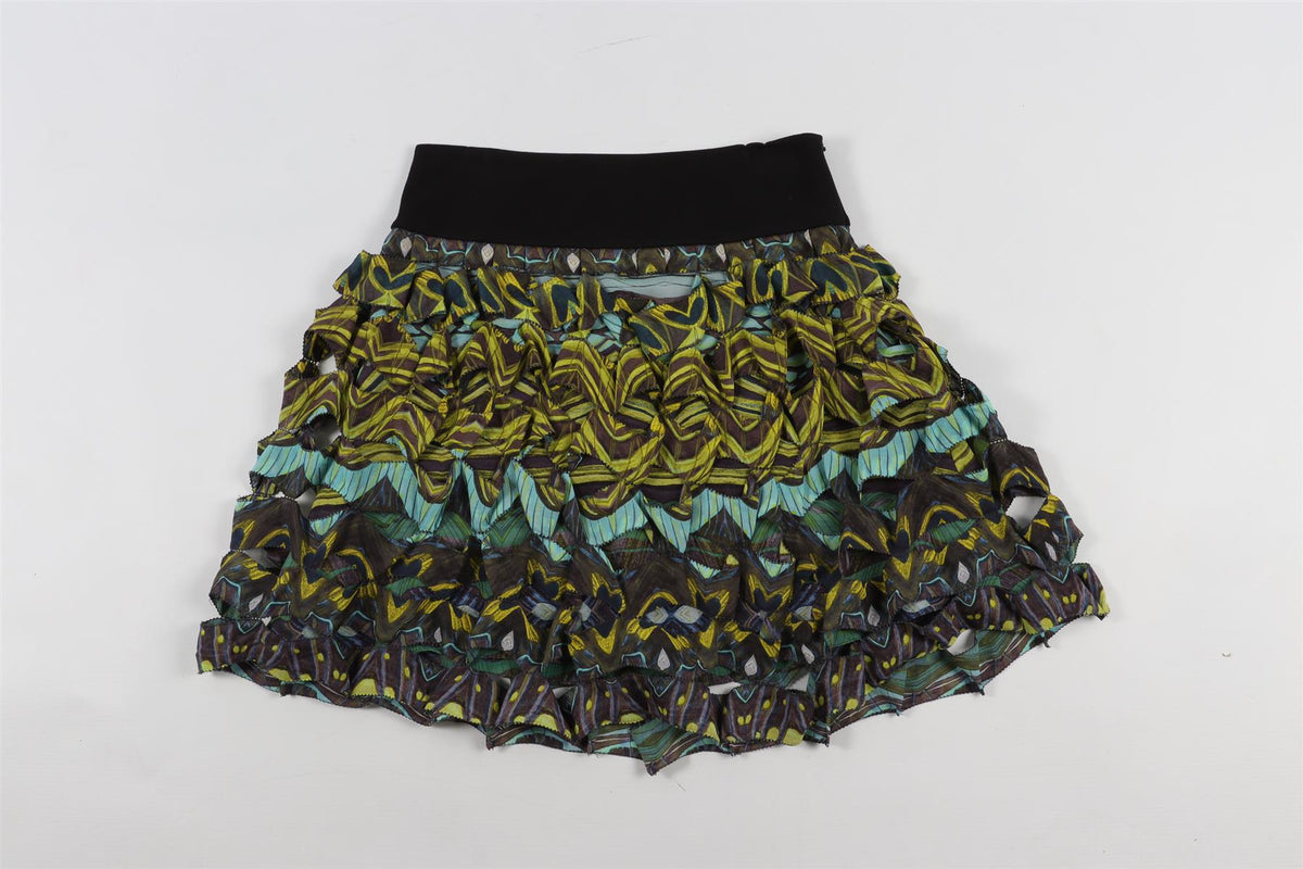 DIANE VON FURSTENBERG GREEN SILK MINI SKIRT US 2 UK 6