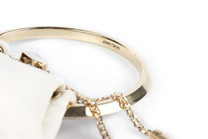 JIMMY CHOO WHITE BON BON LEATHER SHOULDER BAG