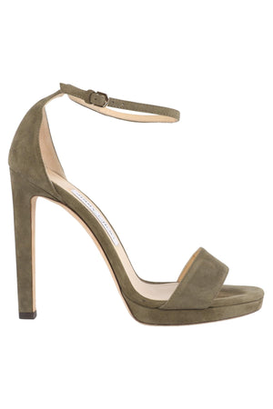JIMMY CHOO GREEN SUEDE SANDALS EU 38 UK 5 US 8