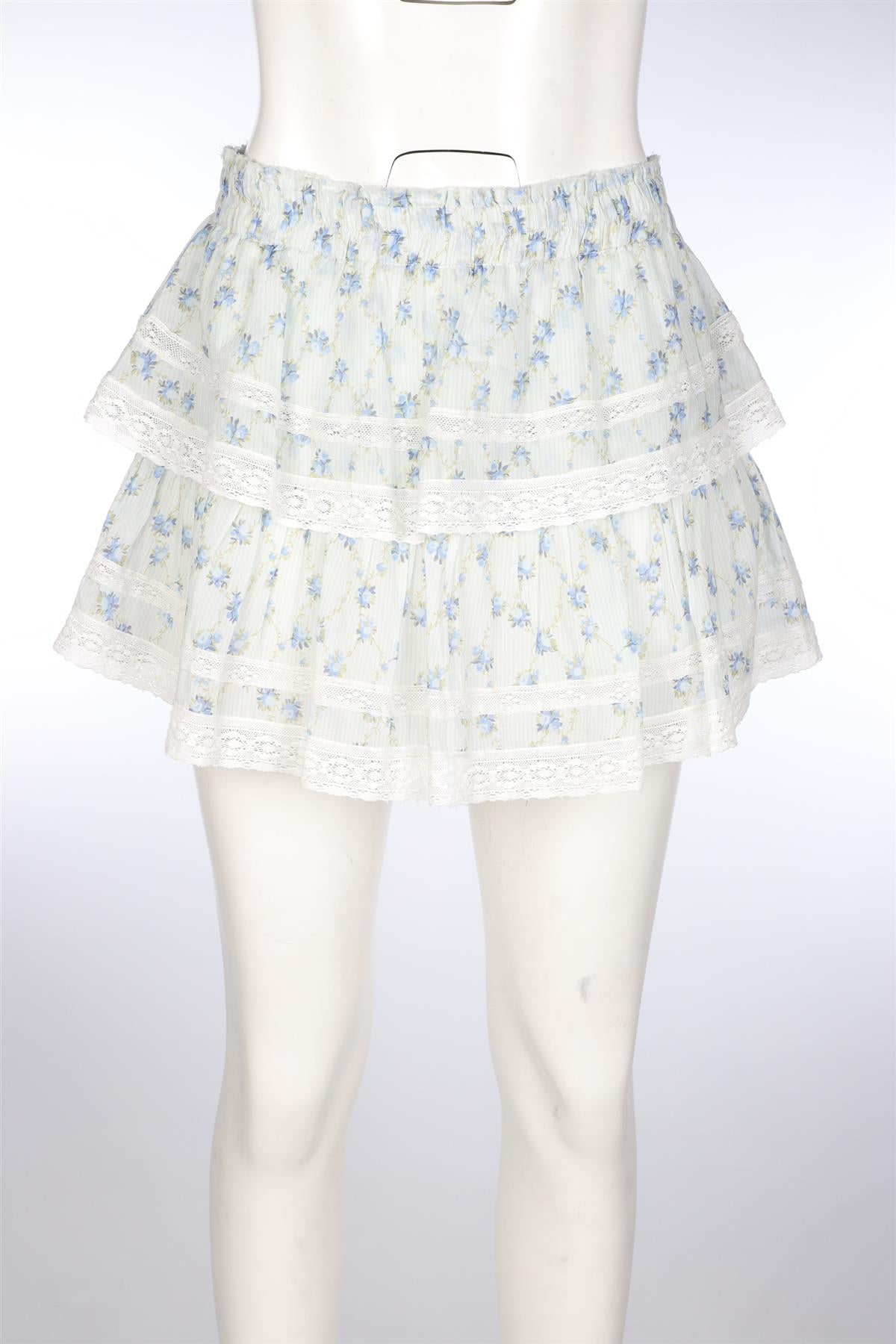 LOVESHACKFANCY BLUE COTTON MINI SKIRT MEDIUM