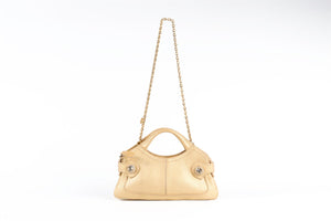 TOD'S GOLD CRYSTAL AND LEATHER SHOULDER BAG