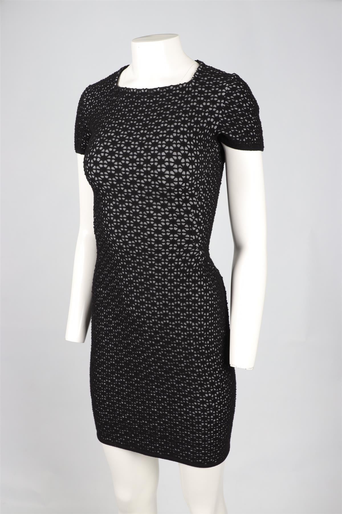 ALAÏA BLACK WOOL MINI DRESS FR 36 UK 8