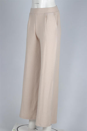 LESET BEIGE JERSEY WIDE LEG PANTS XSMALL