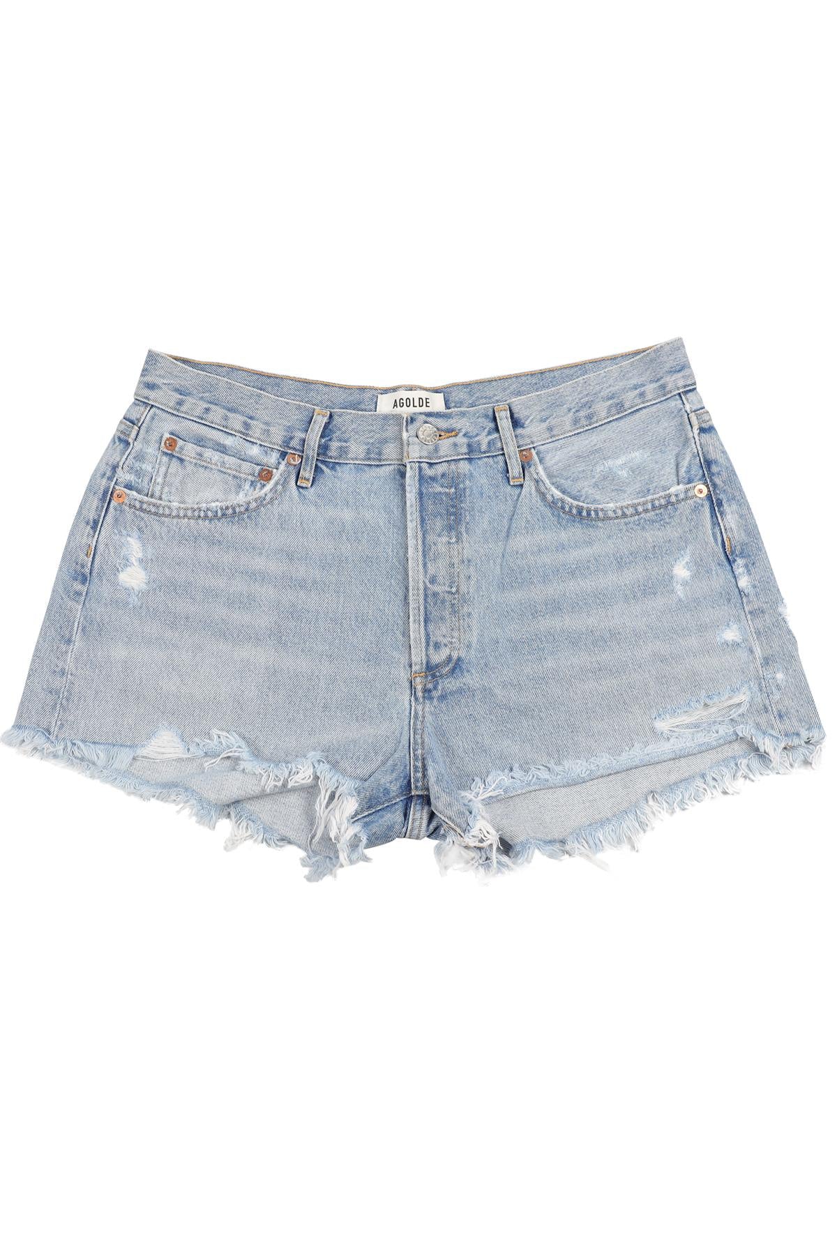 FRAME BLUE HIGH RISE DENIM SHORTS W29 UK 10-12