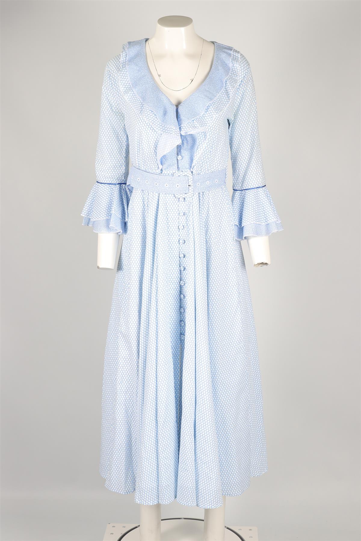 GÜL HÜRGEL BLUE COTTTON MAXI DRESS MEDIUM