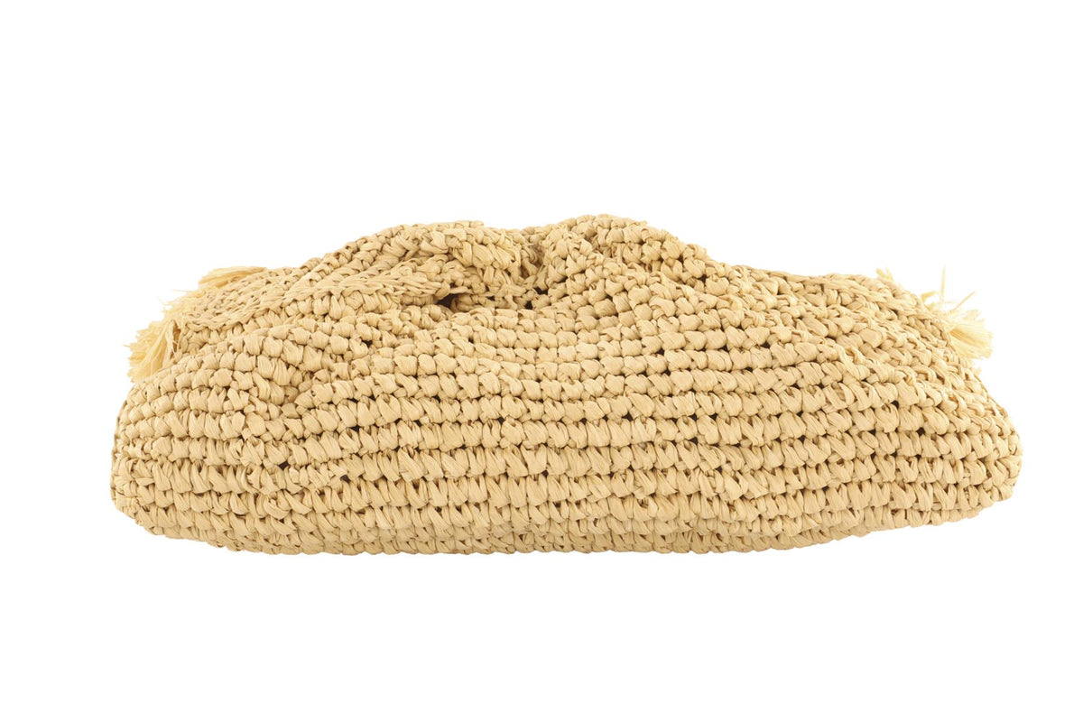 ANYA HINDMARCH BEIGE RAFFIA CLUTCH