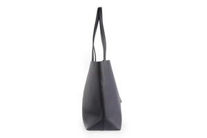 SAINT LAURENT NAVY SHOPPING E/W LEATHER TOTE BAG