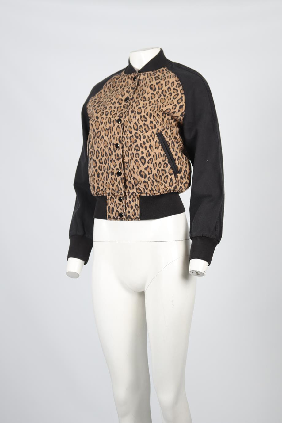 R13 LEOPARD PRINT COTTON BOMBER JACKET MEDIUM
