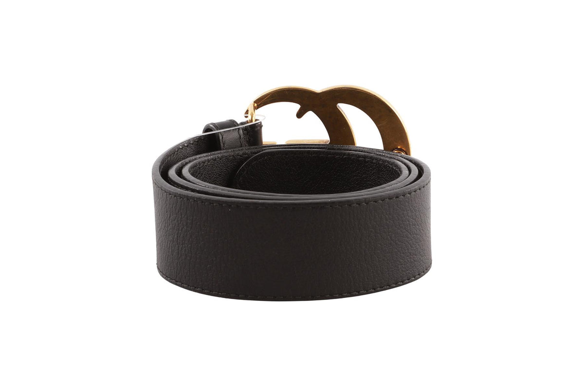 BLACK GG LEATHER WAIST BELT