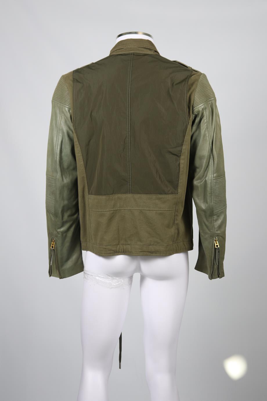DIESEL MEN'S COTTON AND LEATHER JACKET LARGE