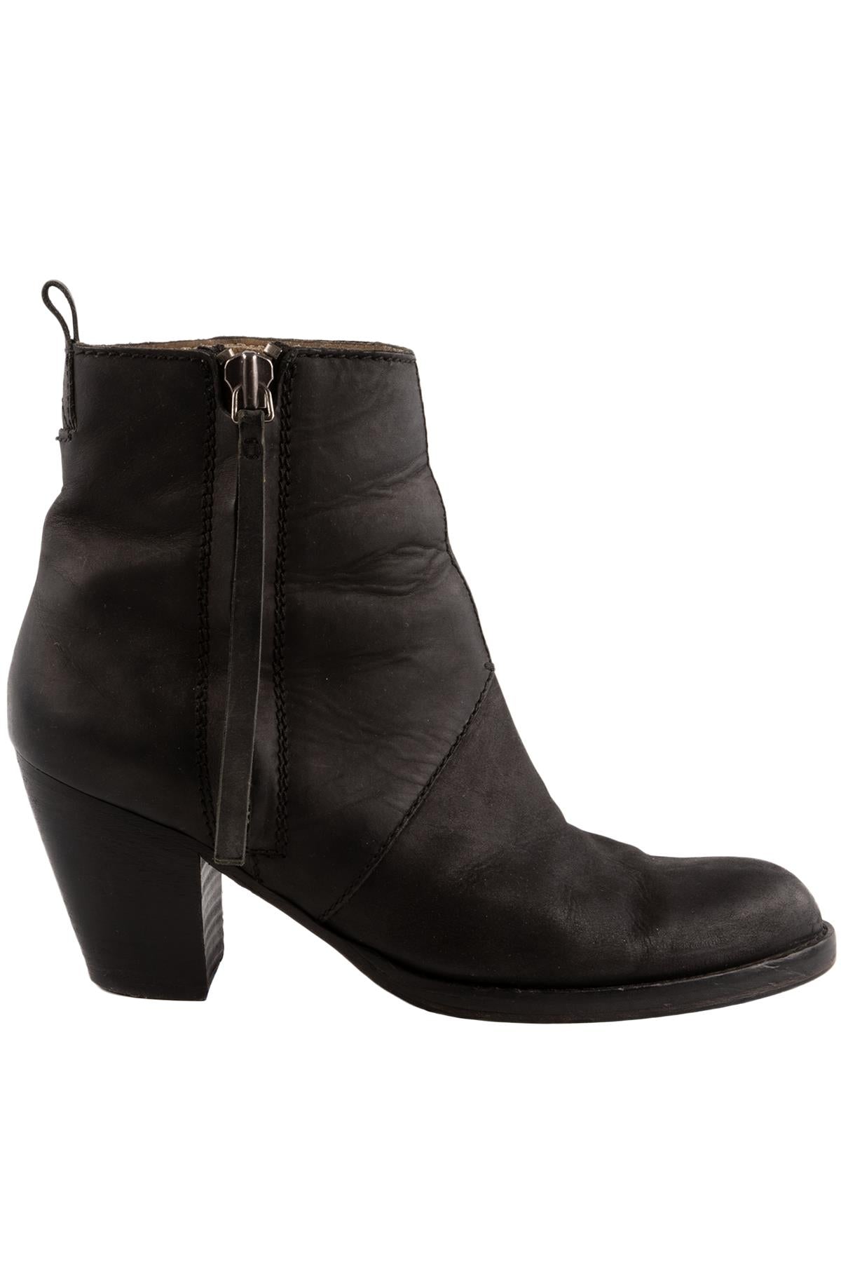 ACNE STUDIOS BLACK LEATHER ANKLE BOOTS EU 39