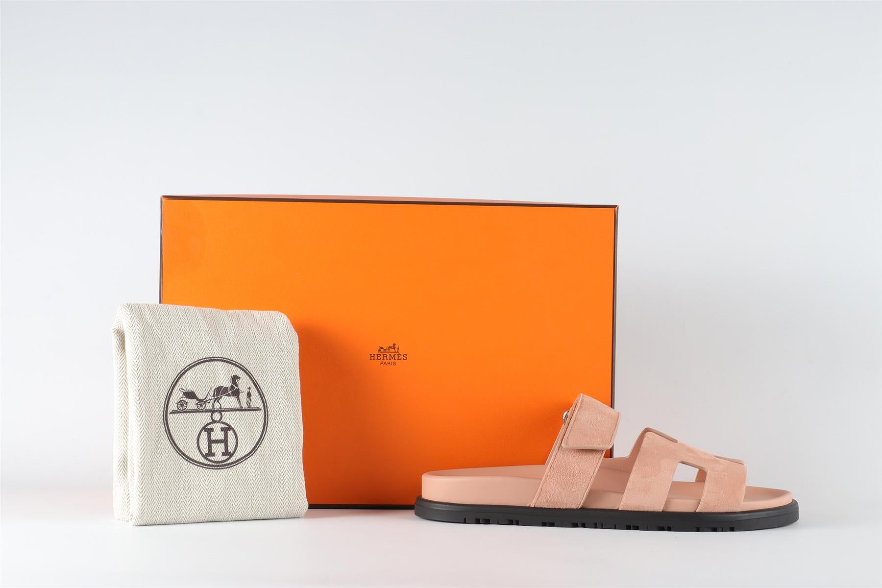 HERMÈS PINK CHYPRE SUEDE SANDALS EU 36 UK 3 US 6