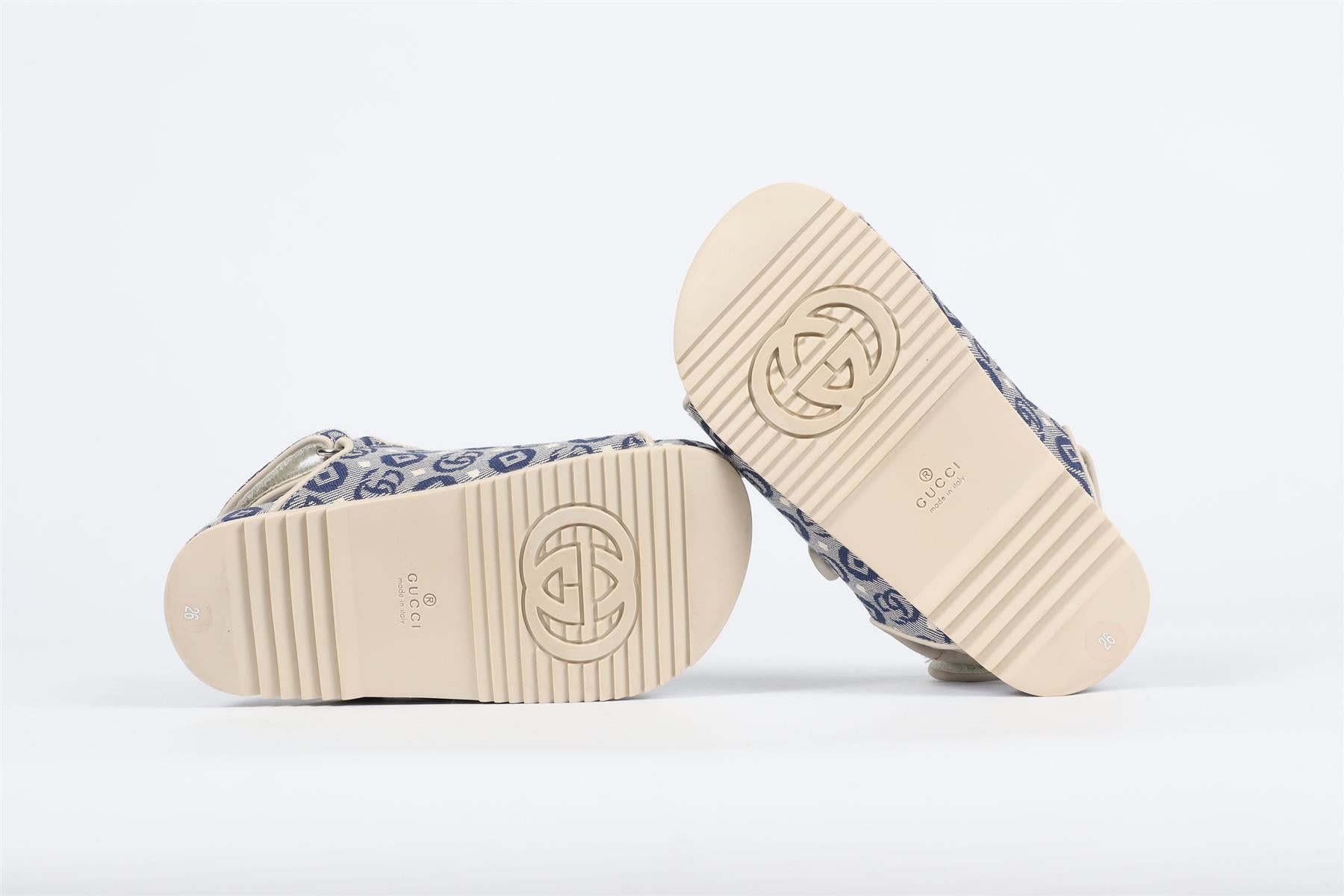 GUCCI BLUE KIDS GIRLS GG CANVAS SANDALS EU 26 UK 8.5 US 9.5