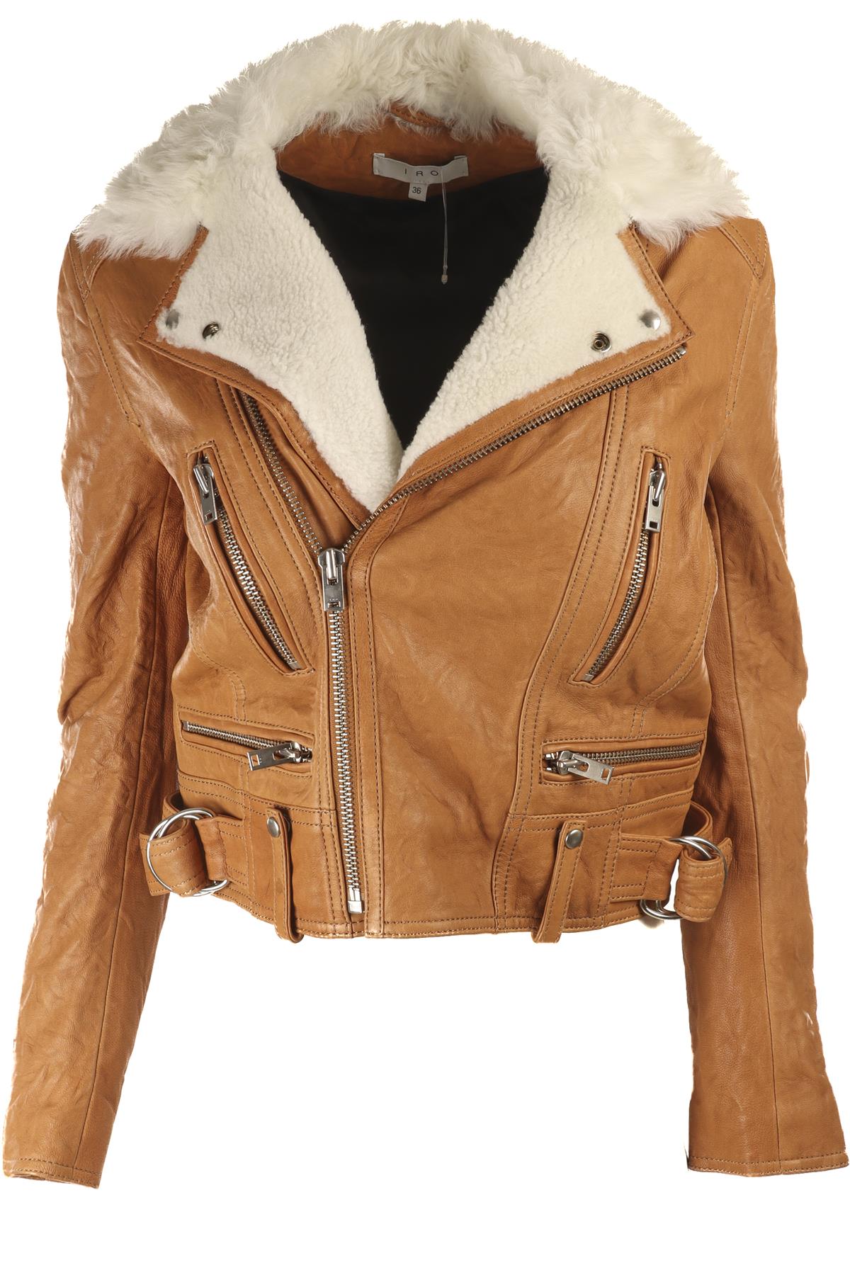 IRO BROWN LEATHER JACKET FR 36 UK 8