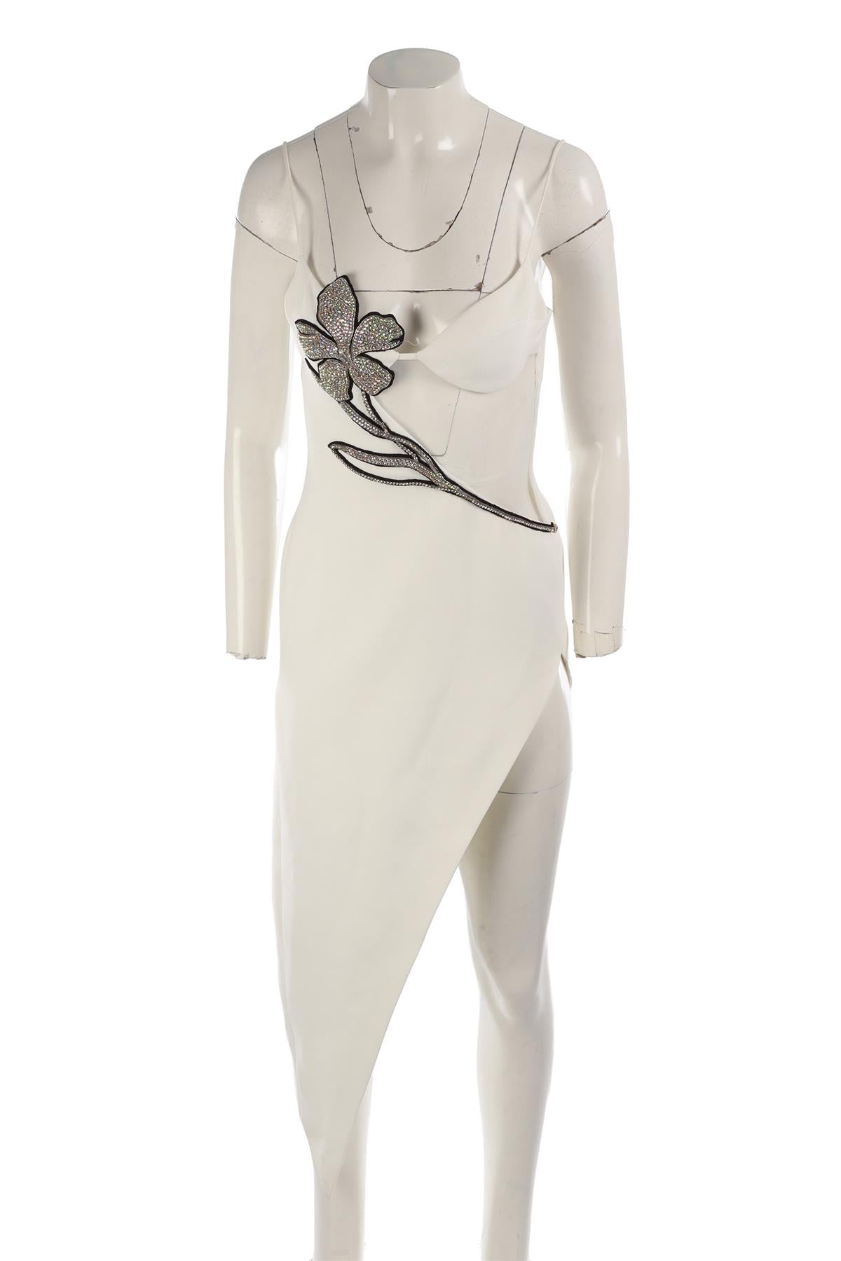 DAVID KOMA WHITE CREPE MIDI DRESS UK 8