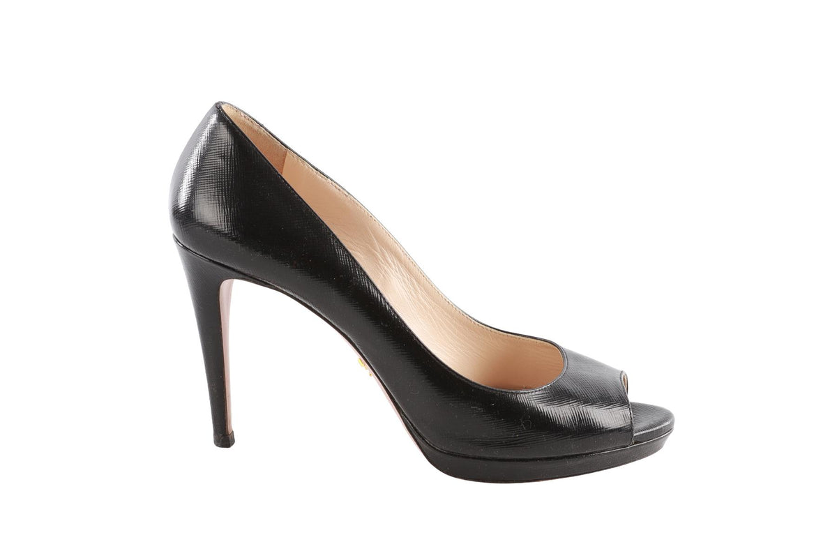 PRADA BLACK LEATHER PUMPS EU 38 UK 5 US 8