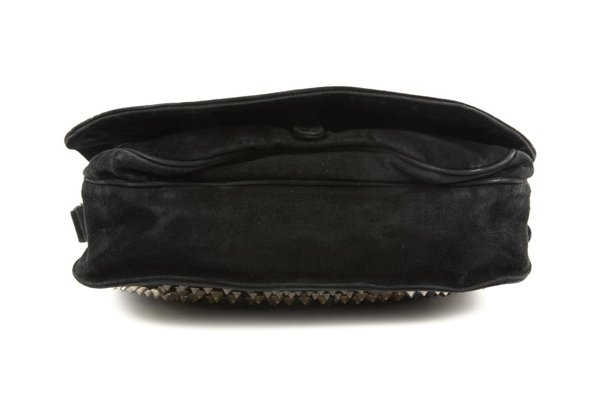 BALMAIN BLACK SUEDE SHOULDER BAG