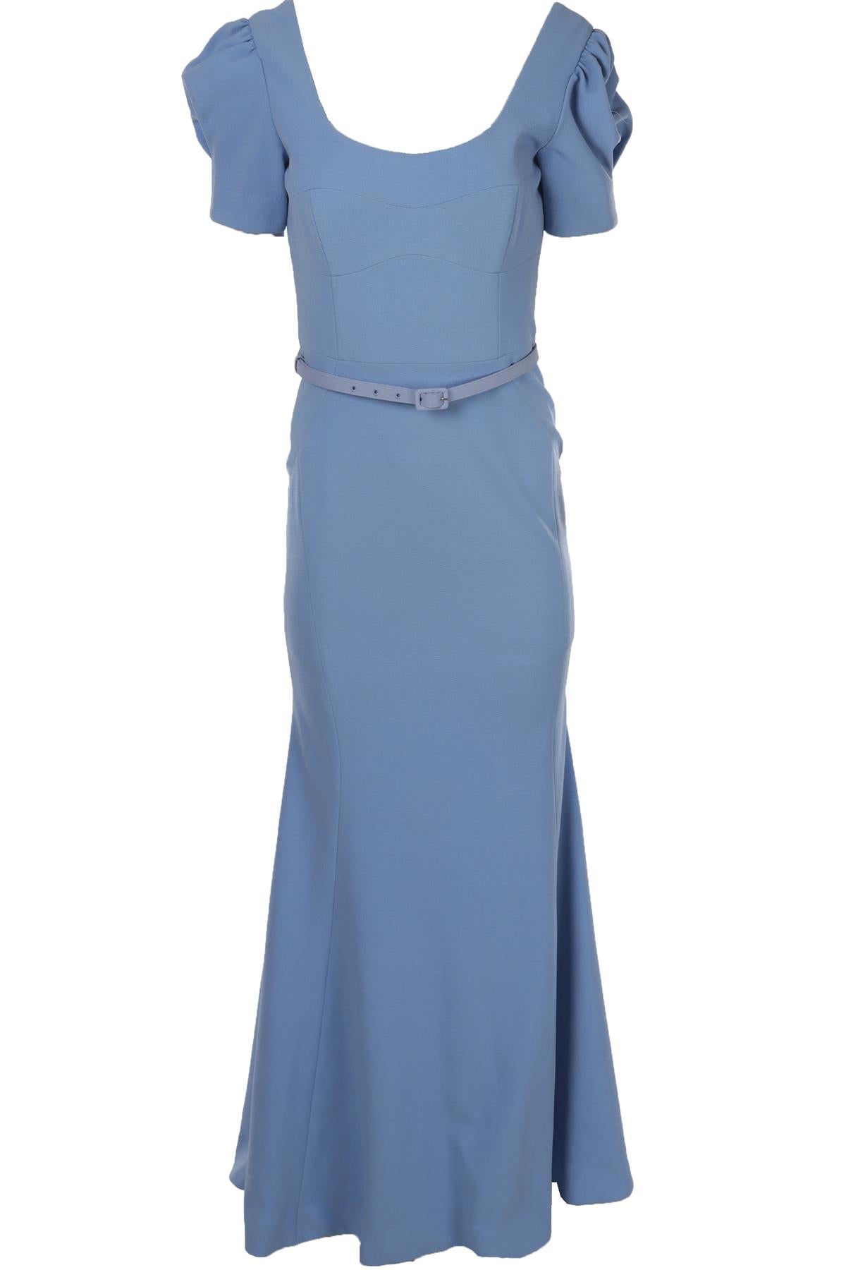 REBECCA VALLANCE BLUE CREPE MAXI DRESS UK 10