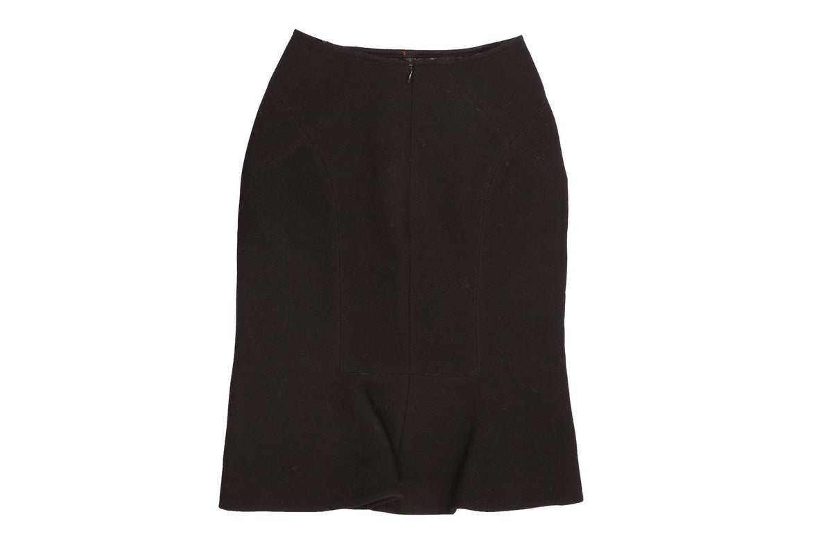 ALAÏA BLACK WOOL MIDI SKIRT FR 36 UK 8