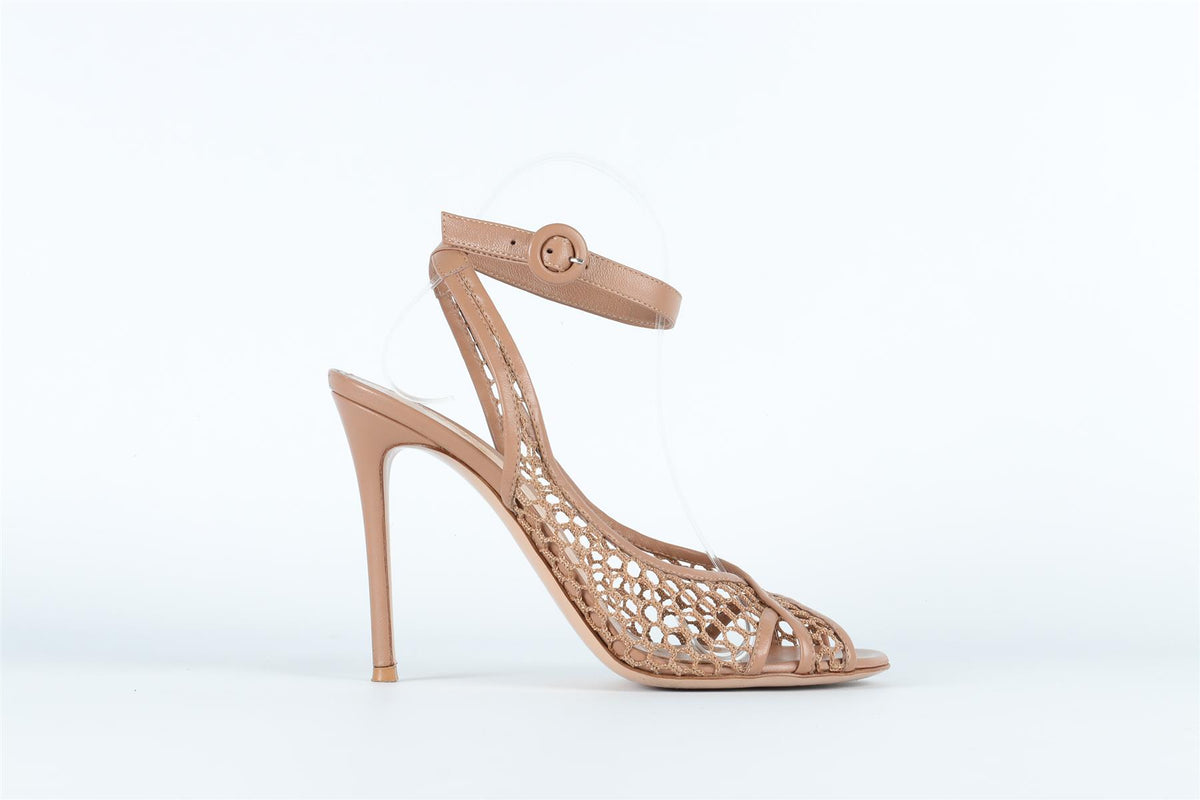 GIANVITO ROSSI NUDE MESH SANDALS EU 39.5 UK 6.5 US 9.5