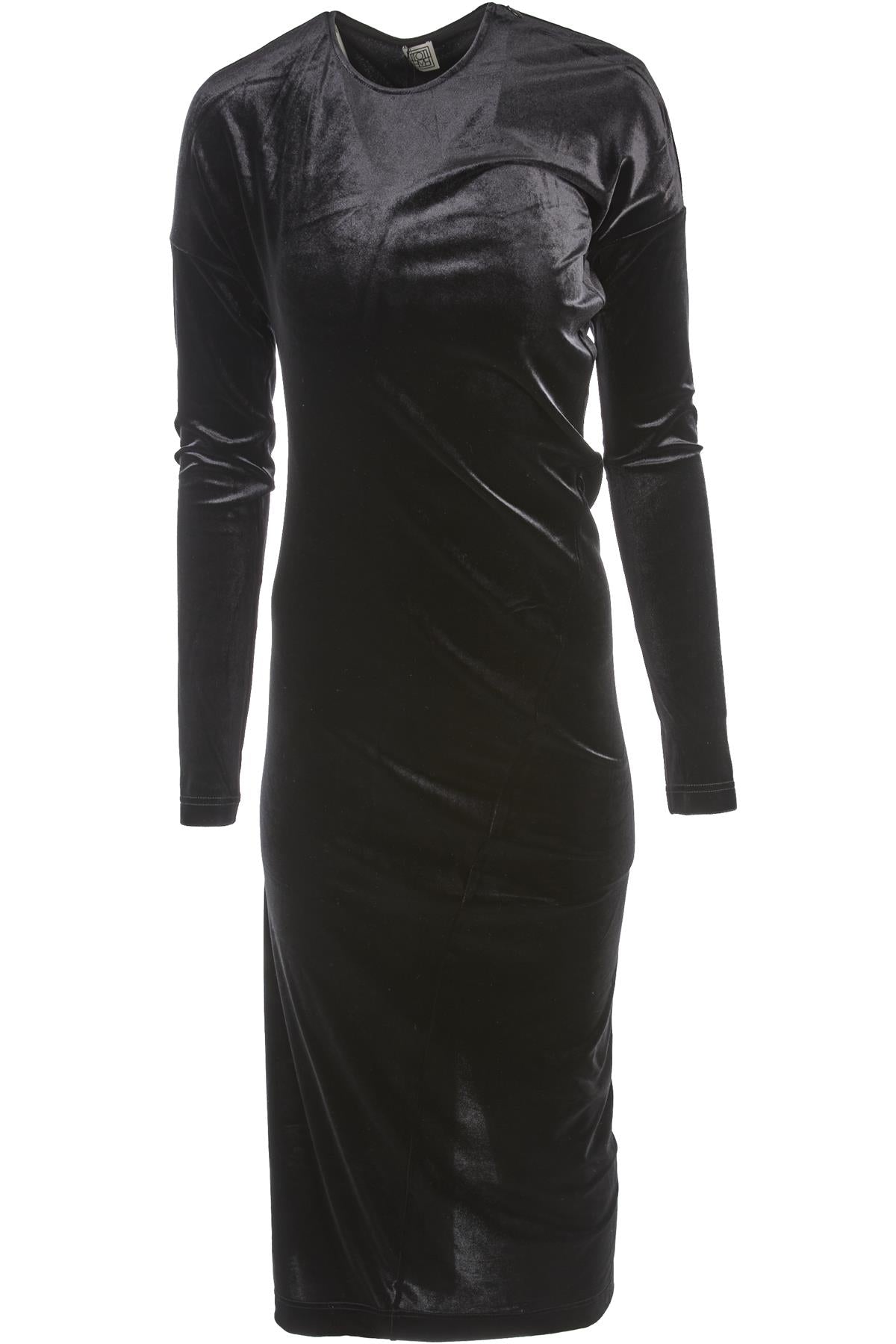 TOTEME BLACK VELVET MIDI DRESS MEDIUM
